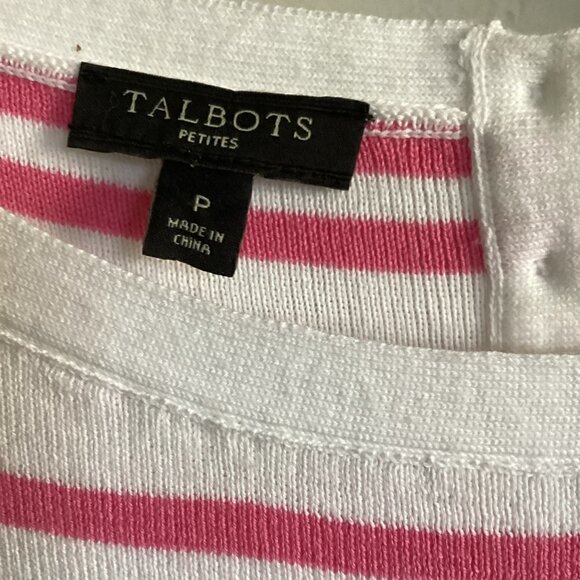 Talbots Petites Sz P Sleeveless Striped Knit Top Pink & White #149J - Picture 7 of 8